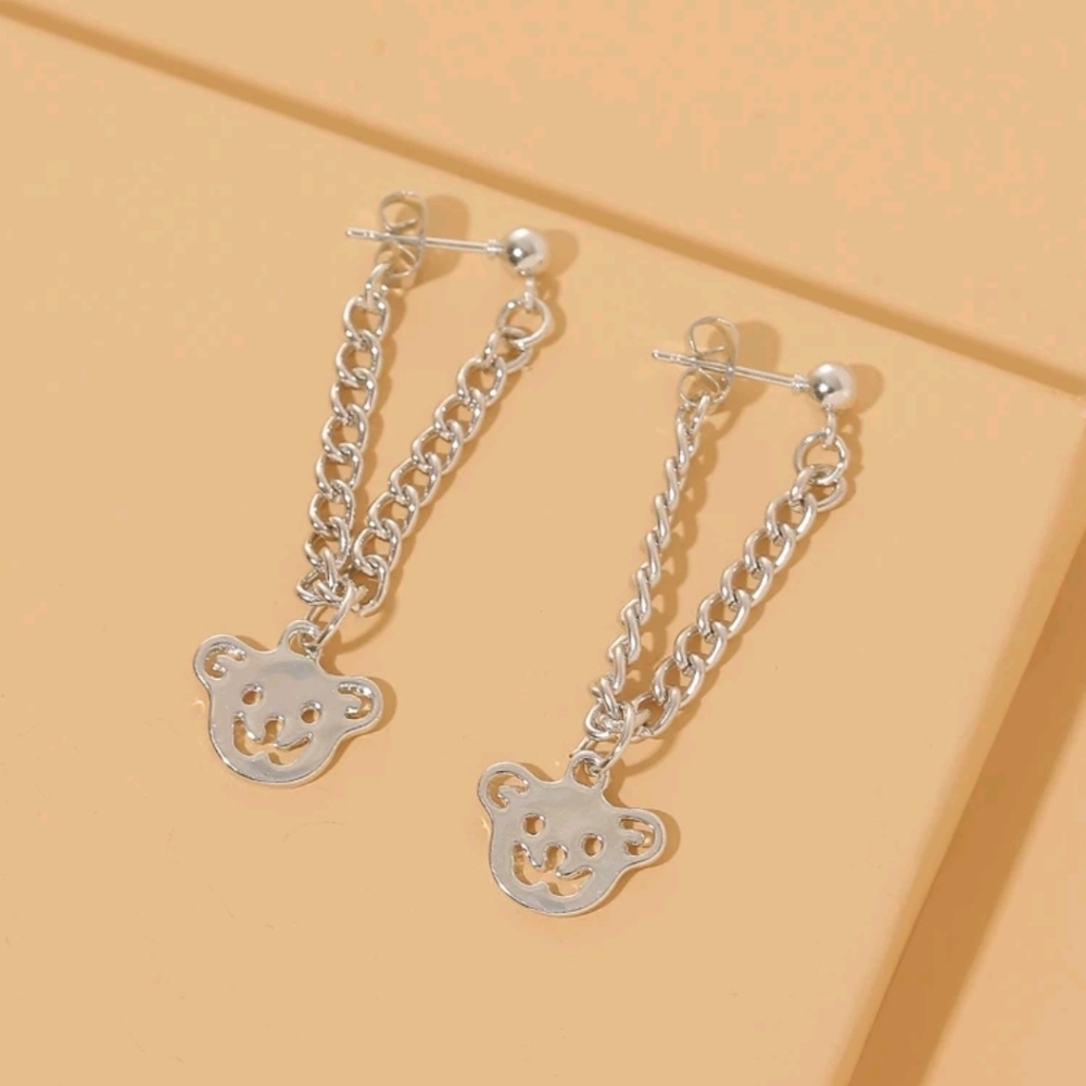 Teddy Bear Chain Earrings